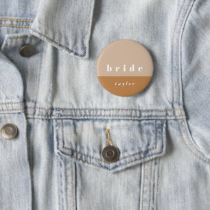 Badge Rond 5 Cm Bouton Mariée Bloc de Couleur Rouge