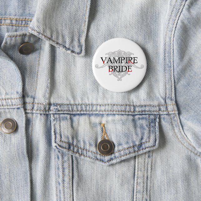 Badge Rond 5 Cm Bouton Mariée Vampire (En situation)