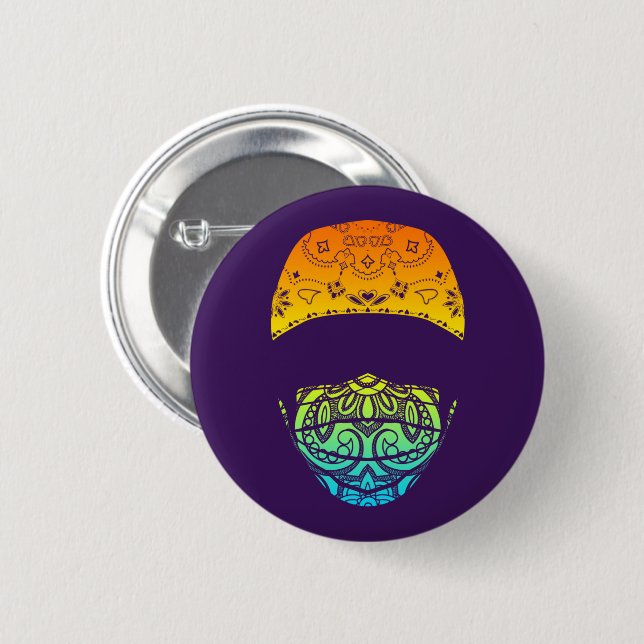 Badge Rond 5 Cm bouton masqué cachemire (Devant & derrière)