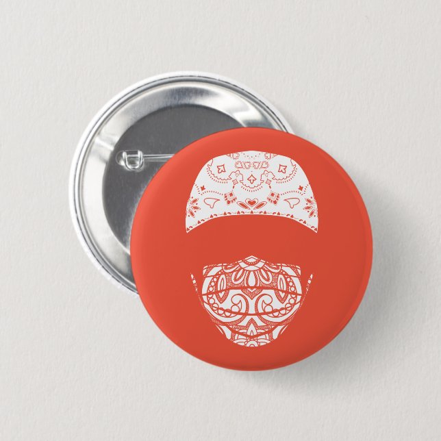 Badge Rond 5 Cm bouton masqué cachemire (Devant & derrière)