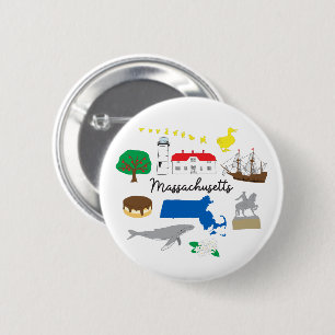 Badge Rond 5 Cm Bouton Massachusetts