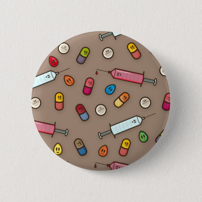 Badge Rond 5 Cm bouton médical de folie (Devant)