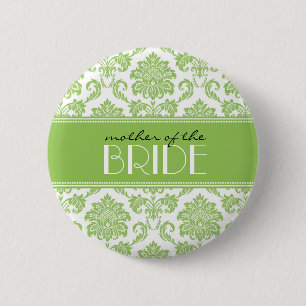 Badge Rond 5 Cm Bouton Mère de la mariée Damask en vert