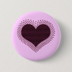 Badge Rond 5 Cm Bouton métallique de coeur, pourpre