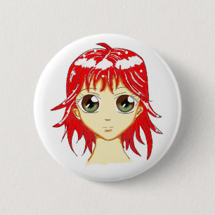 Badge Rond 5 Cm Bouton mignon de fille de Manga