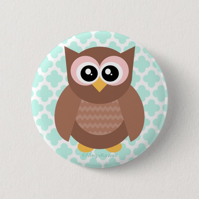 Badge Rond 5 Cm Bouton mignon de hibou de Kawaii (Devant)