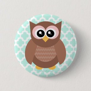 Badge Rond 5 Cm Bouton mignon de hibou de Kawaii