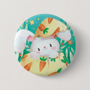 Badge Rond 5 Cm Bouton mignon de Pin de l'aquarelle   de lapin de
