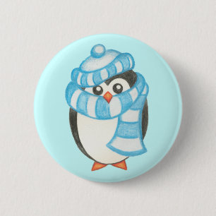 Badge Rond 5 Cm Bouton mignon de pingouin de vacances de Noël
