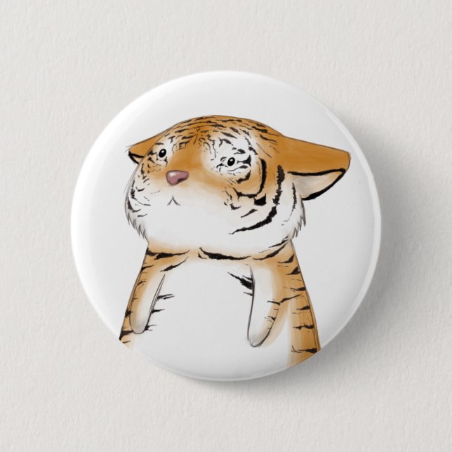 Badge Rond 5 Cm Bouton mignon de tigre (Devant)