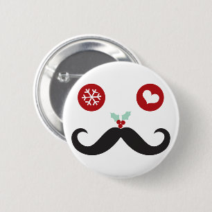 Badge Rond 5 Cm Bouton mignon de vacances de moustache d'amusement