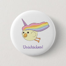 Bouton mignon d'Unichicken de bande dessinée