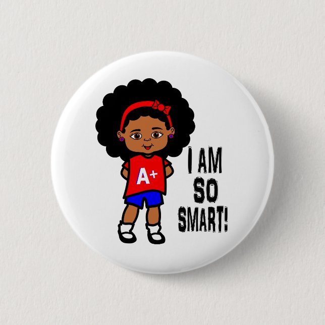 Badge Rond 5 Cm Bouton mignon et intelligent de fille (Devant)