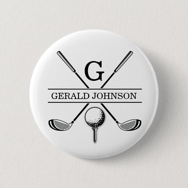 Badge Rond 5 Cm Bouton Modèle Monogramme de Golf Design (Devant)