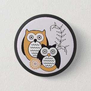 Badge Rond 5 Cm Bouton moderne de hiboux