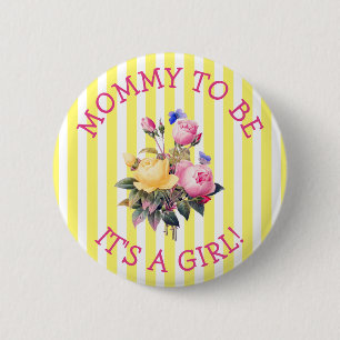 Badge Rond 5 Cm Bouton MOMMY pour être rose Baby shower floral