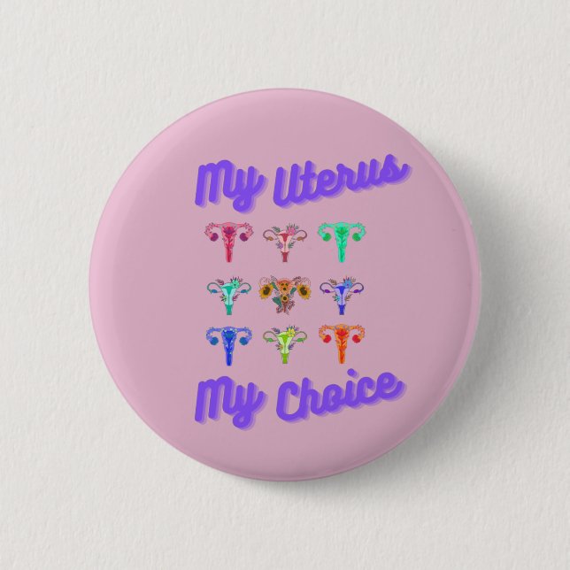 Badge Rond 5 Cm Bouton Mon utérus Mon choix (Devant)