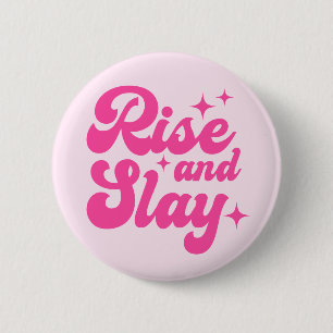 Badge Rond 5 Cm Bouton Monter et Couper rose