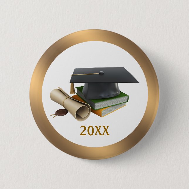 Badge Rond 5 Cm Bouton Mortier et diplôme (Devant)