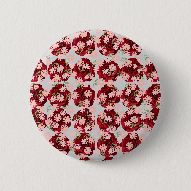 Badge Rond 5 Cm Bouton Motif fleuri complexe (Devant)