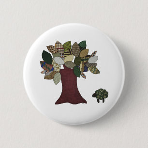 Badge Rond 5 Cm Bouton Mouton et Arbre