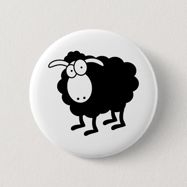 Badge Rond 5 Cm Bouton Mouton Noir (Devant)
