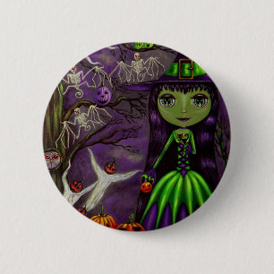 Badge Rond 5 Cm Bouton mystérieux de Halloween de nuit
