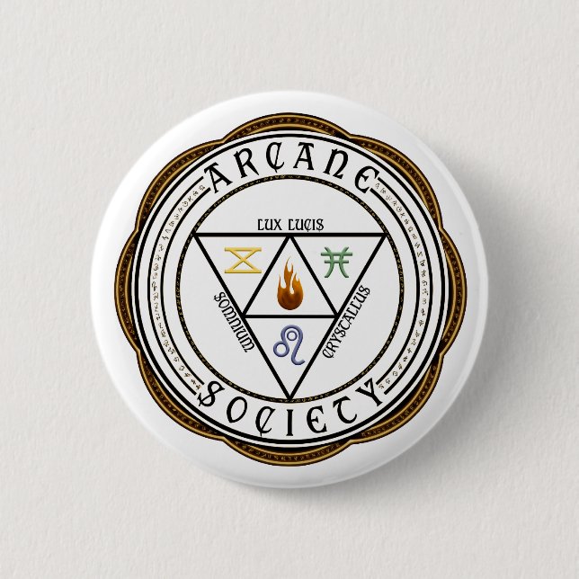Badge Rond 5 Cm Bouton mystérieux de société (Devant)