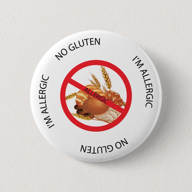 Badge Rond 5 Cm Bouton No Gluten Allergy Alert (Devant)