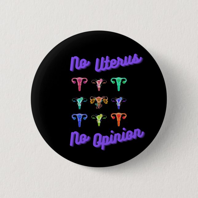 Badge Rond 5 Cm Bouton No Uterus No Opinion (Devant)