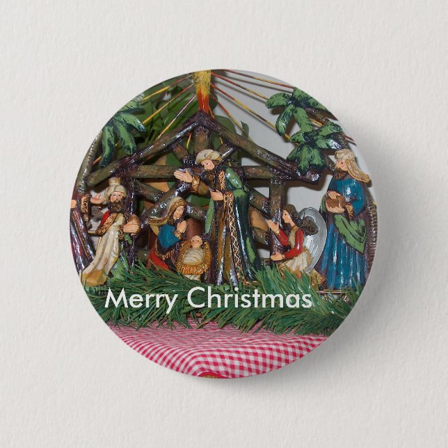 Badge Rond 5 Cm Bouton/Noël/nativité (Devant)
