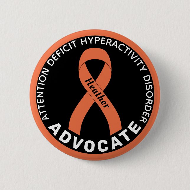 Badge Rond 5 Cm Bouton noir ADHD Advocate (Devant)