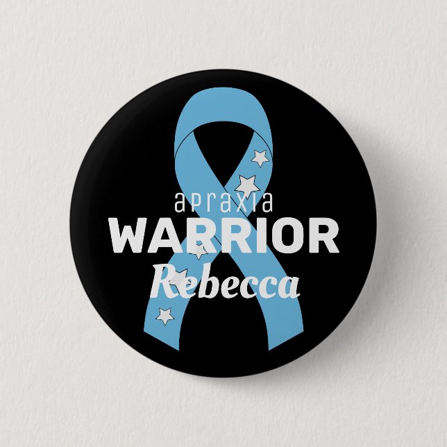 Badge Rond 5 Cm Bouton noir Apraxia Warrior Ribbon (Devant)