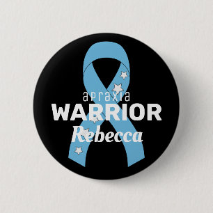 Badge Rond 5 Cm Bouton noir Apraxia Warrior Ribbon