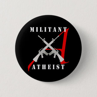 Badge Rond 5 Cm Bouton noir athée militant