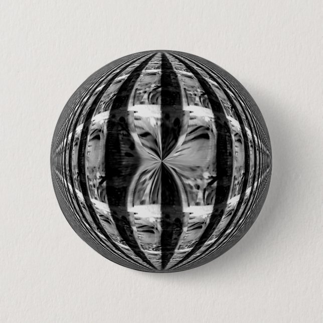 Badge Rond 5 Cm Bouton noir chromé orange ronde (Devant)