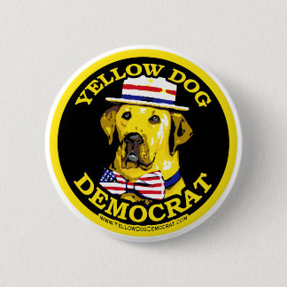 Badge Rond 5 Cm Bouton noir de Démocrate de chien jaune