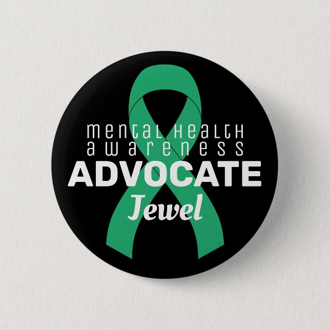 Badge Rond 5 Cm Bouton noir de l'avocat de la santé mentale (Devant)