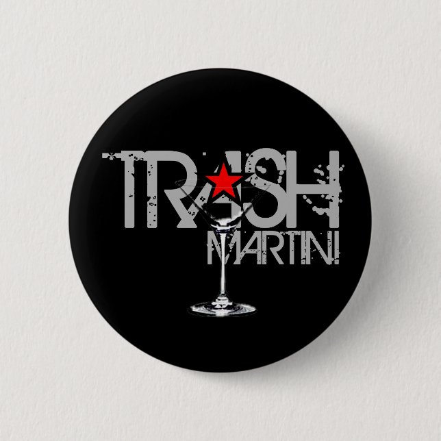 Badge Rond 5 Cm Bouton noir de logo de Martini de déchets (Devant)
