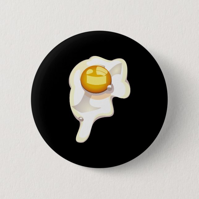 Badge Rond 5 Cm Bouton noir d'oeuf frit (Devant)