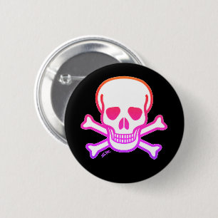 Badge Rond 5 Cm Bouton noir du crâne néon