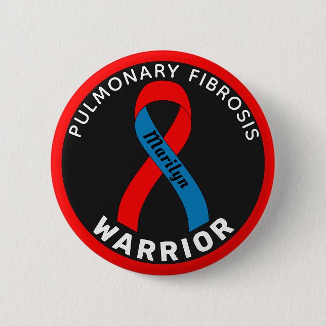 Badge Rond 5 Cm Bouton noir du guerrier de la fibrose pulmonaire (Devant)