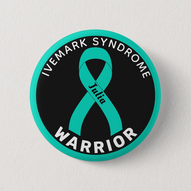 Badge Rond 5 Cm Bouton noir du guerrier du syndrome d'Ivemark (Devant)