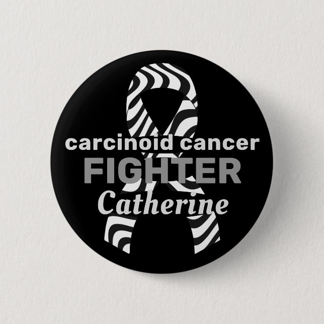 Badge Rond 5 Cm Bouton noir du ruban cancéreux Carcinoïde (Devant)