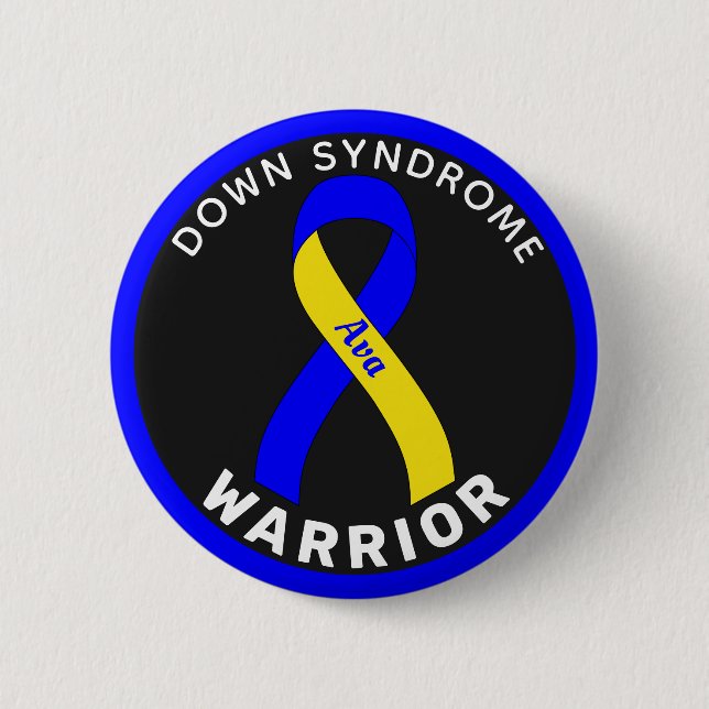 Badge Rond 5 Cm Bouton noir du ruban du guerrier du syndrome de Do (Devant)