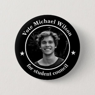Badge Rond 5 Cm Bouton noir du syndicat étudiant photo personnalis