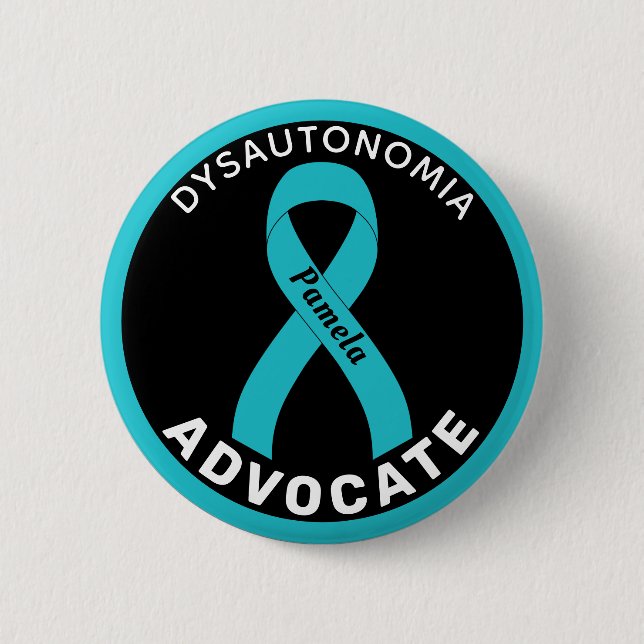 Badge Rond 5 Cm Bouton noir Dysautonomia Advocate Ribbon (Devant)