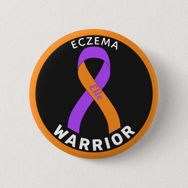 Badge Rond 5 Cm Bouton noir Eczema Warrior (Devant)