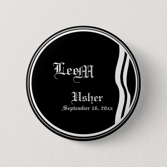 Badge Rond 5 Cm Bouton noir et blanc classique personnalisable (Devant)