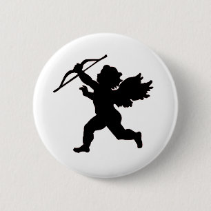 Badge Rond 5 Cm Bouton noir et blanc de cupidon